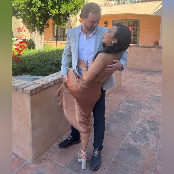 Show Me Your Mumu Jasmine Halter Dress in color Copper. - Picture 6 of 7